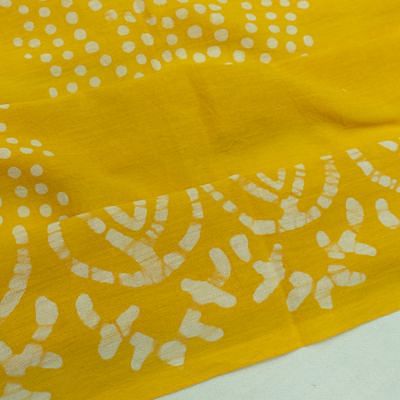 Chanderi Cotton Batik Printed Yellow Saree