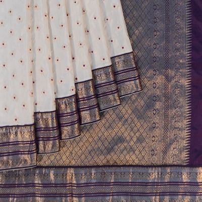 Parsi Gara x Kanchipuram Silk Parsi Gara Butta White Saree