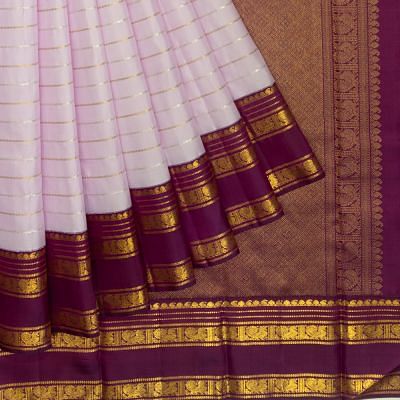 Kanchipuram Silk Horizontal Lines Lavender Saree