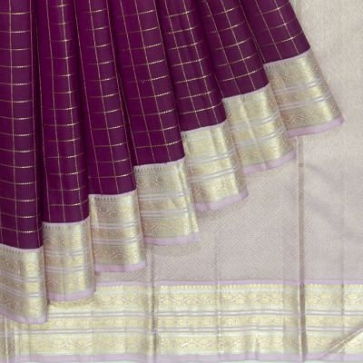 Kanchipuram Silk Checks Purple Saree
