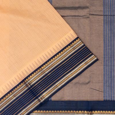 Chettinad Cotton Checks Pastel Orange Saree