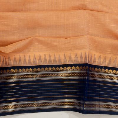 Chettinad Cotton Checks Pastel Orange Saree