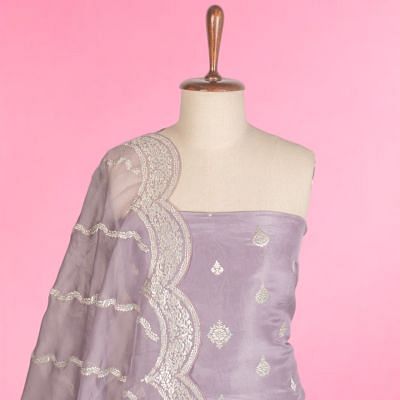 Soft Tussar Tissue Butta Lavender Salwar Suit Set