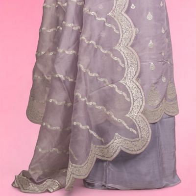 Soft Tussar Tissue Butta Lavender Salwar Suit Set