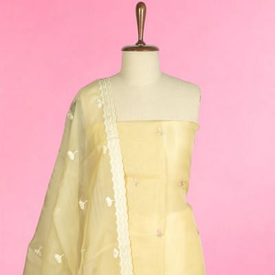 Organza Butta Yellow Salwar Suit Set