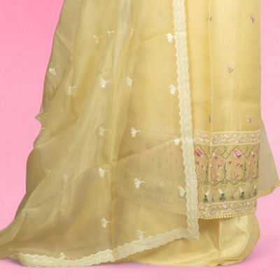 Organza Butta Yellow Salwar Suit Set