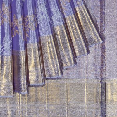 Kanchipuram Silk Tissue Jaal Lavender Saree