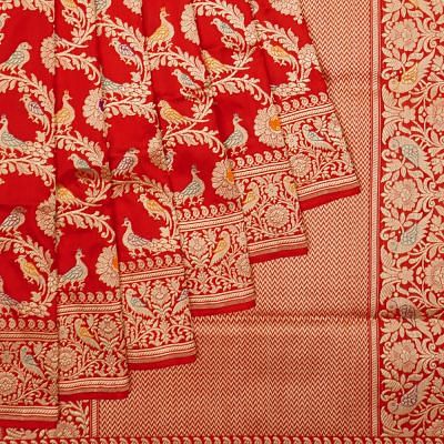 Banarasi Silk Kadwa Jaal Red Saree