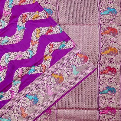 Banarasi Silk Kadwa Jaal Purple Saree