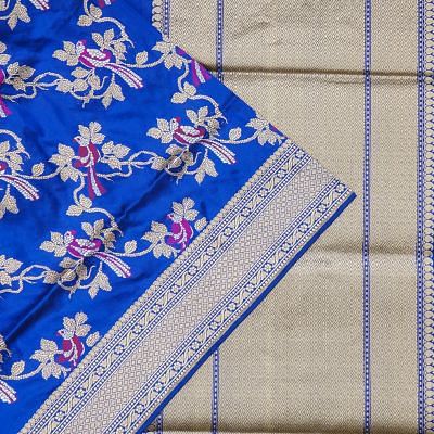 Banarasi Silk Kadwa Jaal Royal Blue Saree