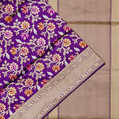 Banarasi Silk Kadwa Jaal Purple Saree