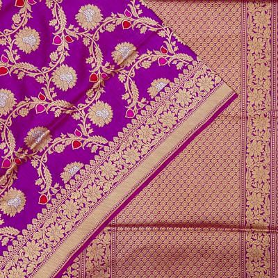 Banarasi Silk Kadwa Jaal Purple Saree