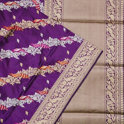 Banarasi Silk Kadwa Jaal Purple Saree