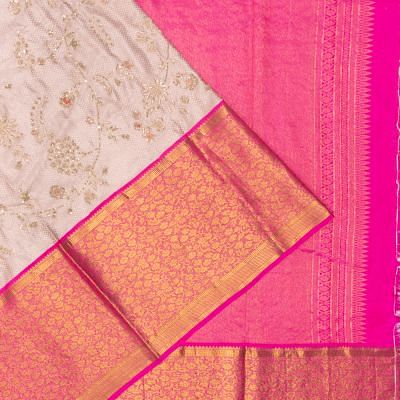 Kanchipuram Silk Brocade Snuff Saree With Heavy Embroidery And Sequin Work