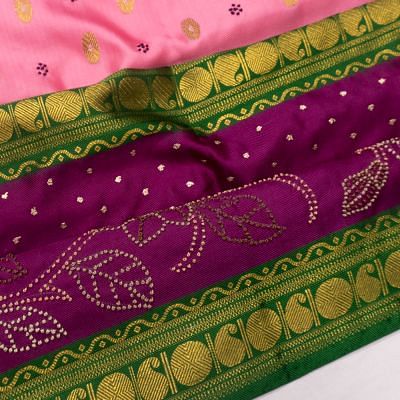 Kanchipuram Silk Twill Butta And Embroidery Baby Pink Saree