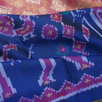 Semi Patan Patola x Kanchipuram Silk Tissue Peach Saree With Rajkot Patola Border And Pallu