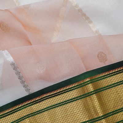 Paithani x Banarasi Tissue Kora Cream Saree With Attached Gadwal Border And Paithani Pallu
