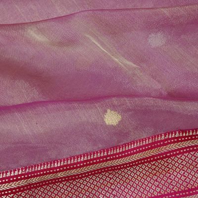 Paithani x Banarasi Tissue Kora Onion Pink Saree With Attached Paithani Border And Border