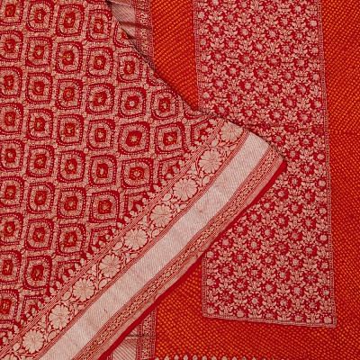 Banarasi Silk Bandhani Brocade Red Saree