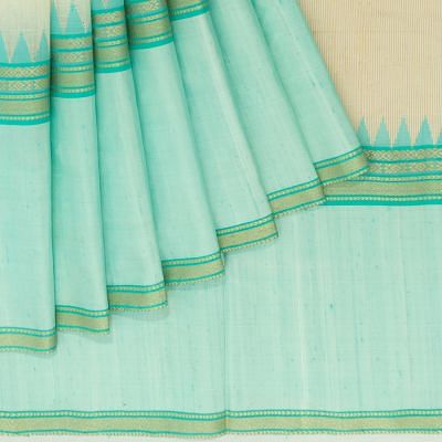 Ponduru Handspun Cotton Plain Off White Saree With Matka Silk Border