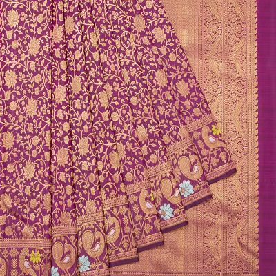 Kanchipuram Silk Brocade Purple Saree