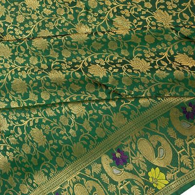 Kanchipuram Silk Brocade Dark Green Saree