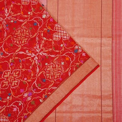 Ponduru Handspun Cotton Jamdani Rakthambari Red Saree