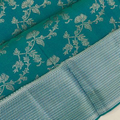 Kanchipuram Silk Jaal Teal Blue Saree