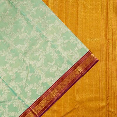 Kanchipuram Silk Tissue Jaal Pastel Green Saree