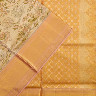 Kanchipuram Silk Tissue Brocade Gold Saree