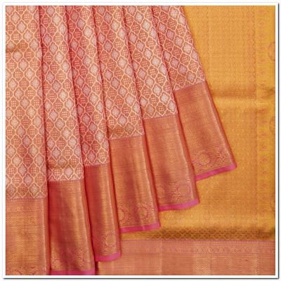 Kanchipuram Silk Tissue Brocade Pink Saree