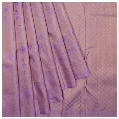 Kanchipuram Silk Tissue Brocade Violet Saree