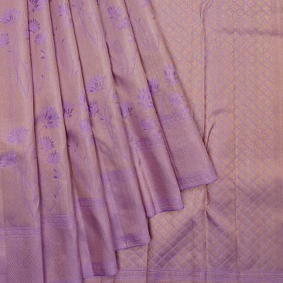 Kanchipuram Silk Tissue Brocade Violet Saree