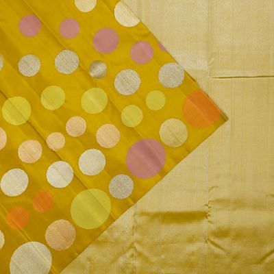 Kanchipuram Silk Polka Dot Butta Dual Tone Yellow Saree