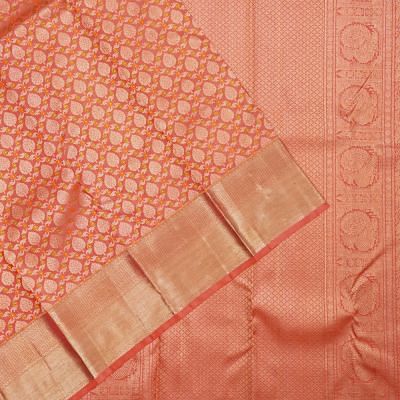 Kanchipuram Silk Brocade Peach Saree