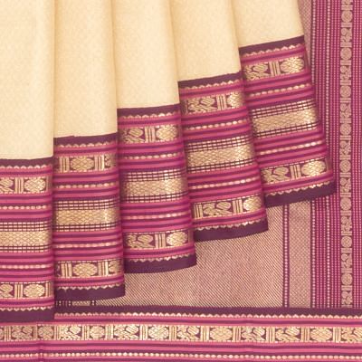 Kanchipuram Silk Brocade Cream Saree