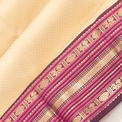 Kanchipuram Silk Brocade Cream Saree