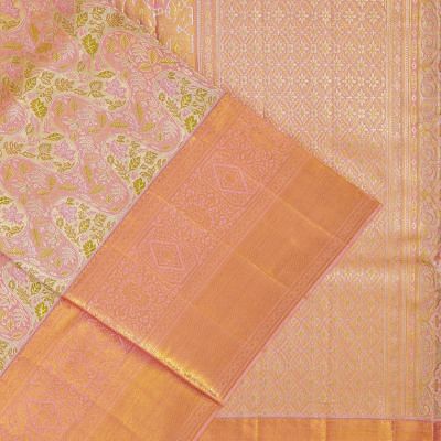 Kanchipuram Silk Tissue Brocade Pink Saree