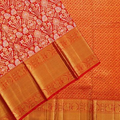 Kanchipuram Silk Brocade Red Saree