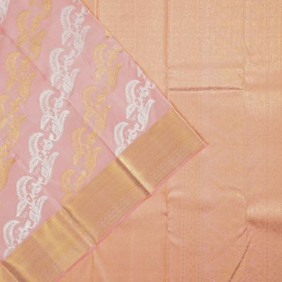 Kanchipuram Silk Leheriya Jaal Baby Pink Saree