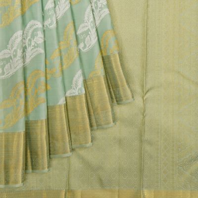 Kanchipuram Silk Leheriya Jaal Pista Green Saree