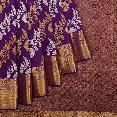 Kanchipuram Silk Jaal Purple Saree