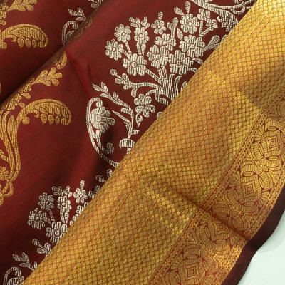 Kanchipuram Silk Jaal Maroon Saree