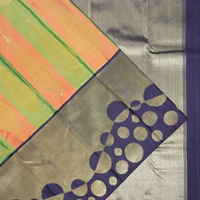 Kanchipuram Silk Butta Green And Orange Saree