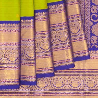 Kanchipuram Silk Butta Parrot Green Saree