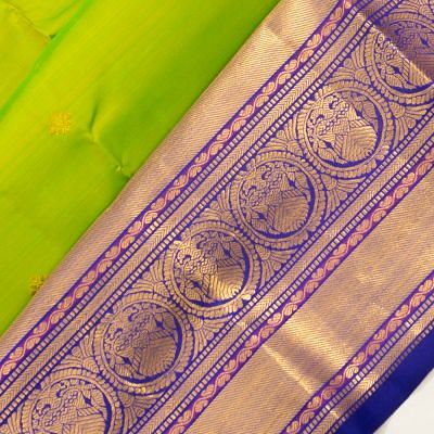 Kanchipuram Silk Butta Parrot Green Saree