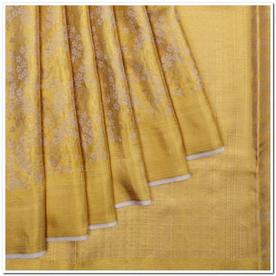 Kanchipuram Silk Tissue Brocade Gold Saree