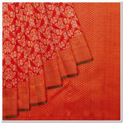 Kanchipuram Silk Brocade Red Saree