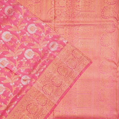 Kanchipuram Silk Brocade Pink Saree