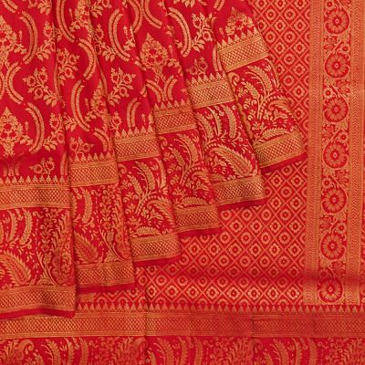 Kanchipuram Silk Brocade Red Saree